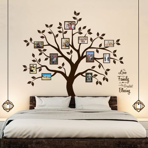 Family Tree Wall Decor, Family Tree Photo Frame, Wall Stickers Quotes, Family Wall Decor, Family Tree Wall Decal, Wall Decals For Bedroom, Framed Photo Collage, Family Tree Wall, Tree Wall Decor