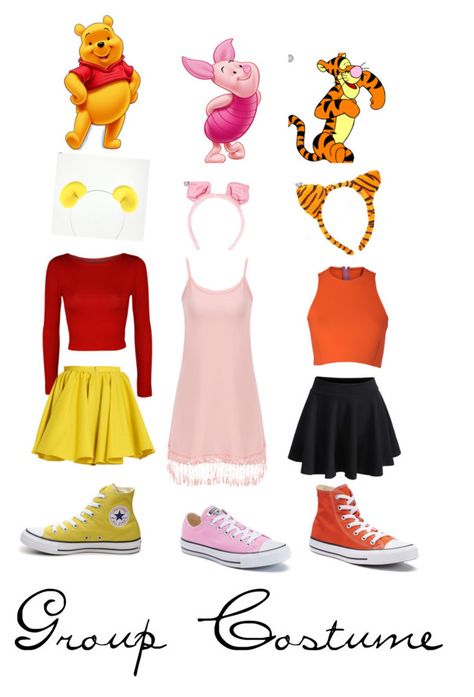 Kostum Disney, Girl Group Halloween Costumes, Teenage Halloween Costumes, Halloween Costumes Teenage Girl, Disney Character Outfits, Disney Bound Outfits Casual, Cute Group Halloween Costumes, Winnie The Pooh And Friends, Matching Halloween Costumes