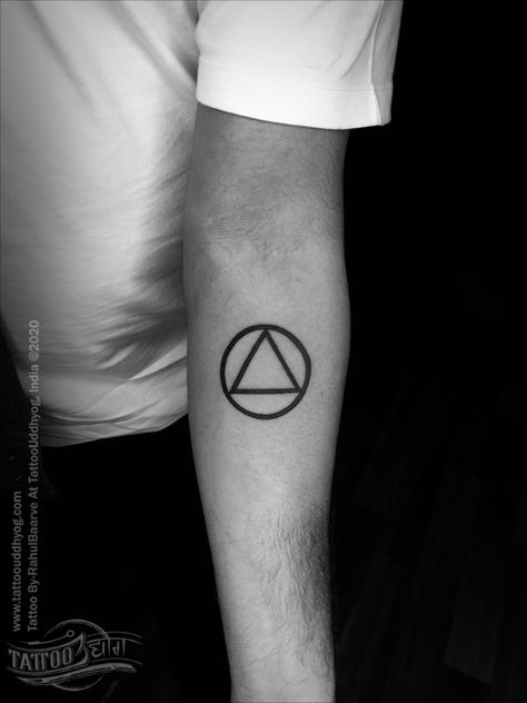 Recovery Triangle Tattoo, Recovery Tattoos, Dreams Tattoo, Aa Tattoos, Shoulder Sleeve Tattoos, Triangle Symbol, Equilateral Triangle, Circle Tattoo, Triangle Tattoos