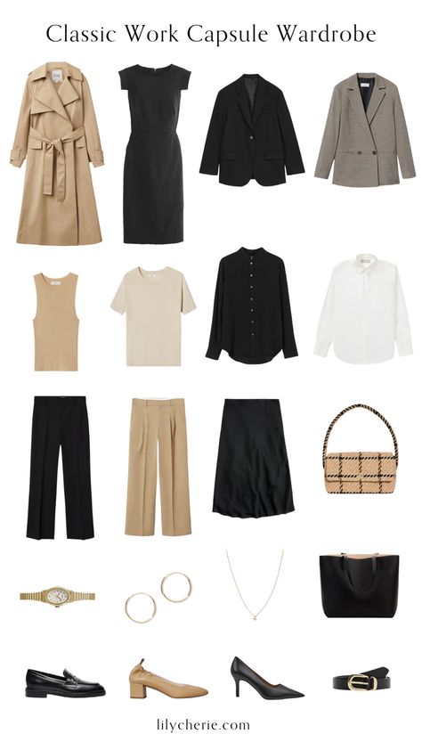 Classic Work Capsule Wardrobe 2022 — Lily Chérie Fall Office Capsule Wardrobe 2023, Office Capsule Wardrobe 2024, Business Capsule Wardrobe 2023, Business Capsule Wardrobe Women, Minimalist Capsule Wardrobe 2023, Capsule Work Wardrobe 2024, 3 Day Business Trip Outfits, Work Outfit 2023, Work Outfit Capsule