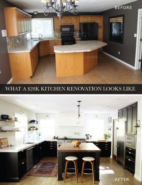 How Much Did the Kitchen Cost? - Chris Loves Julia 1960s Kitchen Remodel, Kitchen Renovation Cost, Vintage Kitchen Remodel, Cheap Kitchen Remodel, Kitchen Remodel With Island, Kitchen Cost, Simple Kitchen Remodel, Grey Kitchen Designs, Galley Kitchen Remodel