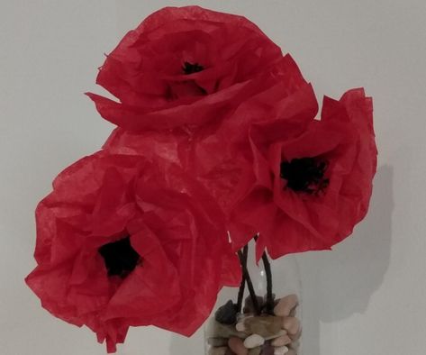 Tissue Paper Poppy, Tissue Paper Poppies, Poppy Template, Paper Poppies, Wizard Of Oz Party, Remembrance Day Art, Flowers Poppy, Poppy Craft, Tissue Paper Flowers Diy