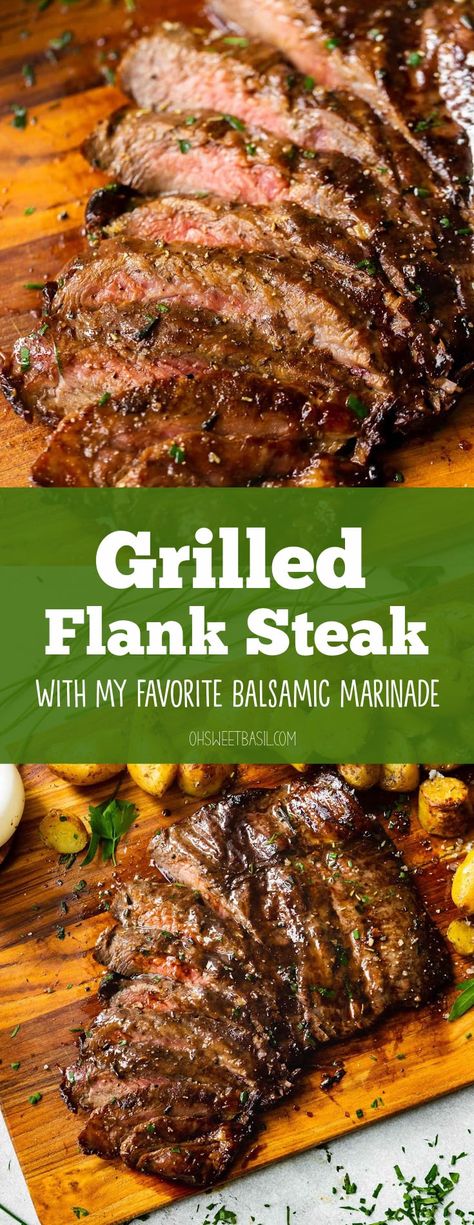 Quick Flank Steak Recipes, Flank Steak Recipes Pan, Marinate Steak, Asian Flank Steak, Balsamic Flank Steak, Flank Steak Marinade, Marinade Flank Steak, Gf Meals, Balsamic Marinade