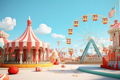 Cartoon fun architecture playground.  | premium image by rawpixel.com / juju. Amusement Park Cartoon, Cartoon Park, Fun Architecture, Cartoon Fun, Amusement Park Rides, Cool Cartoons, 3d Rendering, Amusement Park, 3d Illustration