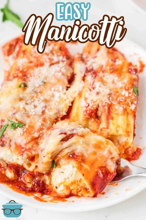 Easy Manicotti - The Country Cook Easy Manicotti Recipe, Baked Manicotti, Manicotti Pasta, Cheese Manicotti, Manicotti Recipe, Best Banana Pudding, Country Cook, Easy Cheese, The Country Cook