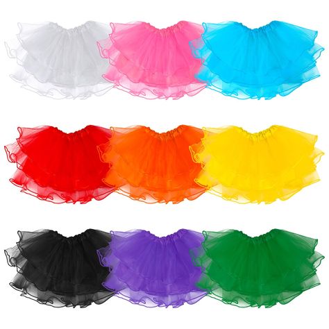 PRICES MAY VARY. Vibrant Colors: Receive 9 pieces of 4 layers toddler tutu skirt set include 9 colorful tutu skirts in pink, black, blue, white,ect. Colors and quantities can not only meet your kids dress needs, but also allow to share with your family, friends' children Layered Design: Each tutu skirt for toddler girl features 4 layers design, the tutu has 3-layer tulle and 1-layer airy fabric, fluffy tulle for a full, voluminous look, and wearing it can make your kids the focus of the crowd To Kids Tutu Skirt, Skirt Costume, Baby Costumes Girl, Kids Tutu, Ballet Performances, Toddler Tutu, Tutu Skirts, Dance Recital, Toddler Halloween