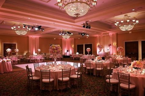 Light Pink uplighting | Great uplighting for a reception or … | Flickr Uplighting Wedding, Wedding Reception Layout, Black Wedding Decorations, Reception Layout, Pink Quince, Light Pink Wedding, Pink Wedding Theme, Diy Event, Event Lighting