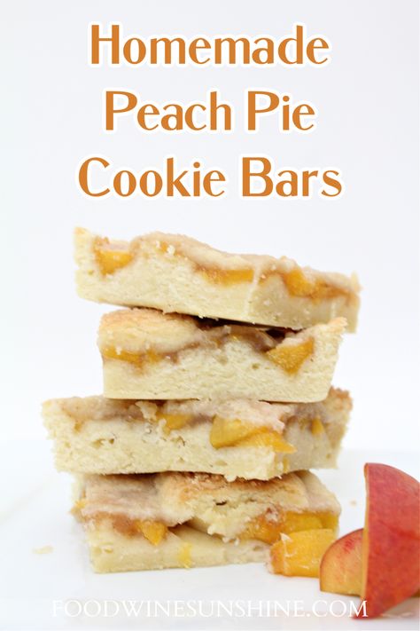 Peaches Cookies, Homemade Peach Pie Filling, Homemade Peach Pie, Peach Pie Bars, Homemade Cookie Dough, Peach Cookies, Peach Pie Filling, Pie Bar Recipes, Homemade Sugar Cookies