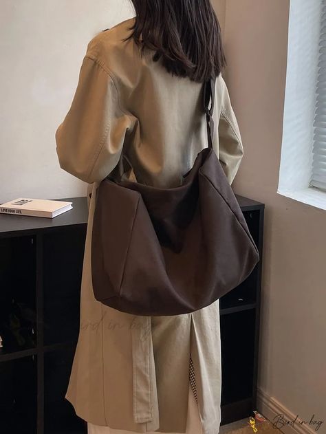 Bird in Bag - Canvas Hobo Bag Capacity Big Crossbody Bag, Canvas Hobo Bag, Uni Bag, Big Tote Bags, Hobo Tote Bag, Tote Outfit, Brown Crossbody Bag, College Bags, Period Outfit