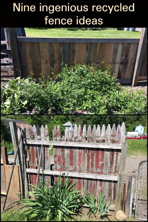 Nine ingenious recycled fence ideas Build a new fence out of recycled materials with this project. Fence From Recycled Materials, Unusual Fence Ideas, Allotment Fence Ideas, Old Fence Posts Ideas, Reuse Fence Boards, Old Fence Board Projects, Repurposed Fence Panels, Fence Alternatives, Wood Pallet Fence