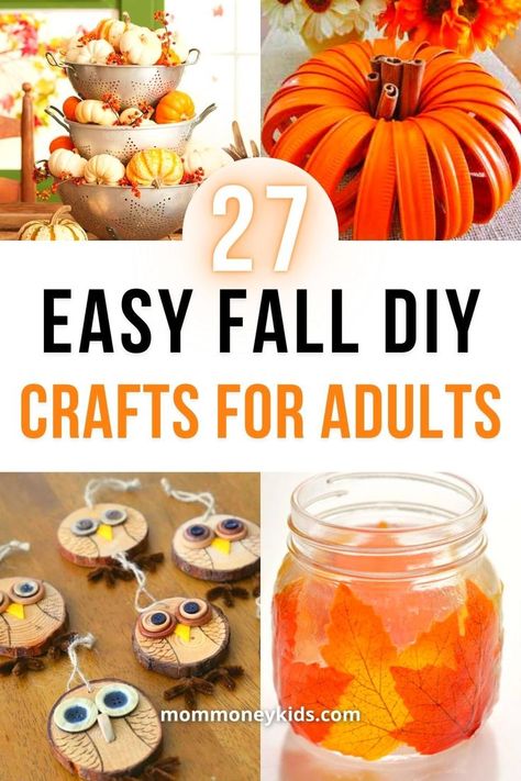 A resource of over 27 Adult DIY Crafts to enjoy for this Fall, Halloween and Thanksgiving season! You'll find crafts related to paper, wreaths, no-sew, mason jars, lids, wood, home decor, centerpieces, and so much more! #easyfallcraftsforadults, #adulthalloweencrafts, #thanksgivingadultcrafts, #fallcraftsforadults Adult Fall Crafts Easy, Work Crafts Ideas, Call Crafts For Adults, Craft For Older People, September Arts And Crafts For Seniors, Fall Crafts For Senior Adults, Thanksgiving Crafts For Seniors Assisted Living, Crafts For November For Adults, East Fall Crafts