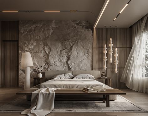 𝐕𝐈𝐋𝐋𝐀 𝐋𝐀𝐍𝐃𝐒𝐂𝐀𝐏𝐄 𝐃𝐄𝐒𝐈𝐆𝐍 on Behance Luxury Japandi, Behance Bedroom, Modern Hotel Room Design, Bedroom Behance, Dark Luxury, Modern Hotel Room, Architectural Design Studio, Resort Interior, Bathroom Inspiration Modern