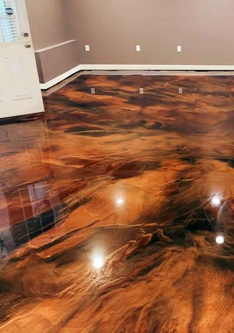 Unique Concrete Floors, Hunting Man Cave Ideas Rustic, Epoxy Floor Wood Look, Rustic Epoxy Floor, Poxy Flooring Kitchen, Barndominium Epoxy Floor, Epoxy Floors In Home Kitchen, Apoxy House Floor Concrete, Apoxy House Floor Diy