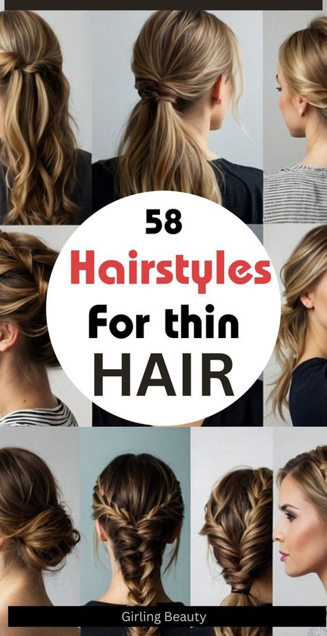 Cute Long Hair Updos, Cute Hairstyles For Long Fine Hair, Hairstyle For Long Fine Hair, Cool Easy Hairstyles For Long Hair, Quick Hairstyles For Fine Hair, Braided Hairstyles For Short Hair Easy, Everyday Hairstyles For Fine Hair, Hair Do For Fine Hair, Long Hair For Thinning Hair