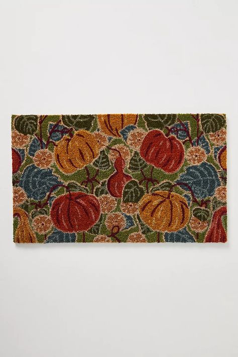 Pumpkin Patch Doormat | AnthroLiving Anthropologie Outdoor, Outdoor Rugs Patio, Candles For Sale, Coir Doormat, Patio Rugs, Halloween Outdoor Decorations, Mat Rugs, Home Rugs, Green Orange