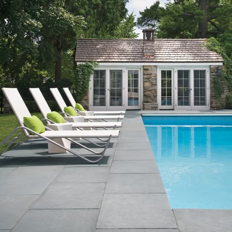 Blue Stone Pool Decking, Bluestone Pool Patio, Bluestone Pool Deck, Stone Pool Deck, Pool Coping Tiles, Bluestone Paving, Coping Tiles, Retro Pool, Patio Landscape Design