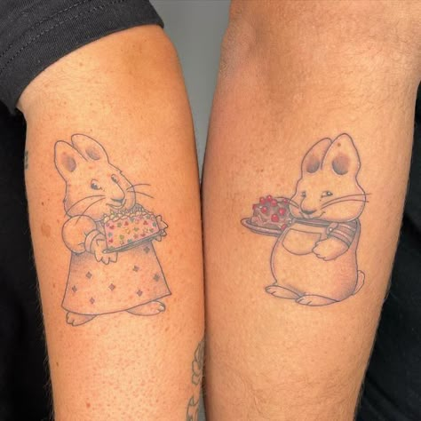 Matching Sibling Tattoos, Simpsons Tattoo, Max And Ruby, Sibling Tattoos, 4 Tattoo, Cute Little Tattoos, Cartoon Tattoos, Subtle Tattoos, Sister Tattoos