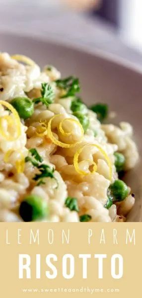 Lemon Parmesan Risotto, Risotto With Peas, Parmesan Risotto, Diner Recept, Risotto Recipes, Sweet Peas, Garlic Parmesan, Parmesan Cheese, Chicken Stock