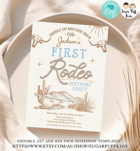 Editable Vintage First Rodeo 1st Birthday Invitation Boy, Wild West Cowboy 1st Birthday Party Invitation 1st Rodeo Birthday Party Instant Vaquero Birthday Party Boy, 1st Rodeo Birthday Party, Cowboy 1st Birthday Party, Rodeo 1st Birthday, 1st Rodeo Birthday, Rodeo Birthday Party, 1st Birthday Invitations Boy, 1st Rodeo, Rodeo Birthday Parties