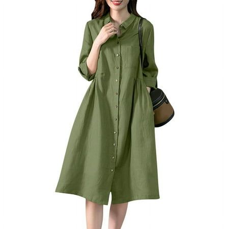 Olive green shirt dress