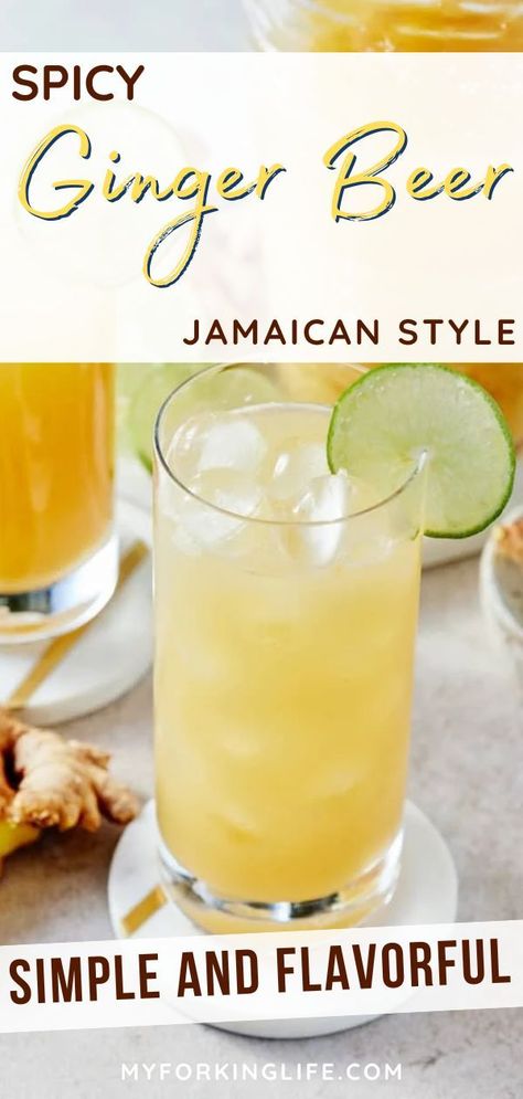 Diy Ginger Beer Non Alcoholic, Jamaican Ginger Beer, Ginger Beer Cocktail Non Alcoholic, Ginger Beer Recipe Nonalcoholic, Homemade Ginger Beer Recipe, Jamaican Drinks Non Alcoholic, Alcoholic Ginger Beer Recipe, Jamaican Cocktails, Ginger Beer Mocktail Non Alcoholic