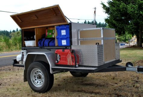 Camping Gear Trailer, Camping Gear Storage, Camping Gear Diy, Camping Gear List, Compact Camping, Camp Trailers, Camping Trailer Diy, Camp Trailer, Trailer Tent