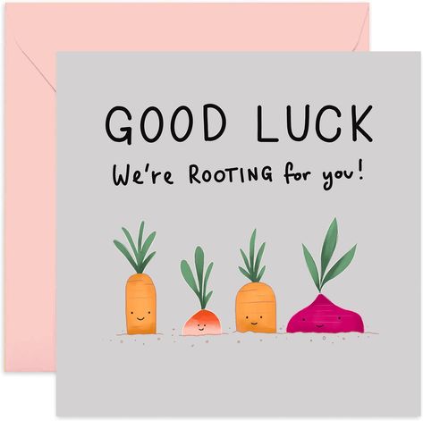 PRICES MAY VARY. 🍀 GOOD LUCK CARD: This fun, cute, and stylish greeting card is perfect for wishing friends and family good luck on a new adventure or challenge. ✨ SPECIAL MILESTONES: Find the perfect greeting card for family and friends. We have designs for any occasion. 🌎 WE CARE: Our range of greeting cards are designed in house and all printed in England on FSC certified paper board. Our cards come with a high quality envelope that's made with sustainable materials to minimize environmenta Funny Good Luck Cards, Homemade Good Luck Cards, Congratulations New Job Card, Good Luck Puns, Rooting For You, Fun Greeting Cards, Simple Greeting Card Ideas, Punny Cards For Friends, Good Luck Card Ideas