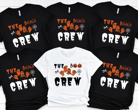 "The Boo Crew Shirt fits like a well-loved favorite. Super soft cotton and excellent quality print make one to fall in love with it over and over again. The Boo Crew Shirt, Fall Shirt, Halloween Crew Shirt, The Boo Shirts, Halloween Family Shirts, Halloween Party Shirt, Group Halloween Shirts FEATURES - Retail fit - 100% Soft cotton (fibre content may vary for different colors) - Light fabric (4.2 oz/yd² (142 g/m - Tear away label - Runs true to size CARE INSTRUCTIONS - Wash before first use. - The Boo Crew Svg, Group Halloween Tshirt Ideas, Boo Crew Shirts, Group Halloween Shirts, Halloween Family Shirts, Corporate T-shirt, Halloween Shirt Design, Funny T Shirt Sayings, Boo Shirts