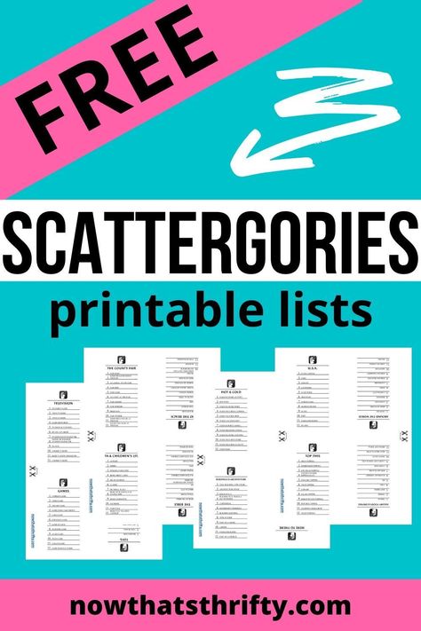 These FREE printable Scattergories lists are the perfect addition to your game. These printables include 16 different categories. #printablegame Scattergories Lists, Morning Bins, Study Hall, Cognitive Activities, Free Printable Games, Activity Director, English Games, Family Fun Night, Bible Games