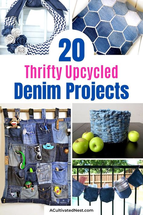 Old Jean Projects, Crafts Using Old Jeans, Used Denim Projects, Used Jeans Diy Ideas, Sewing Projects With Old Jeans, Denim Blanket Diy Old Jeans, Denim Sewing Projects Upcycling, Repurposed Denim Projects, Sewing Repurpose Clothes Upcycle