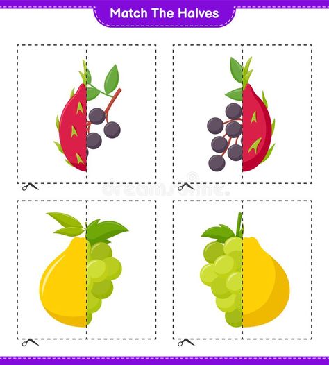 Fruit Puzzle Free Printable, Toddler Worksheets, Kindergarden Activities, Folder Games, Game Printable, Free Illustration, Matching Games, Quiet Book, Free Illustrations