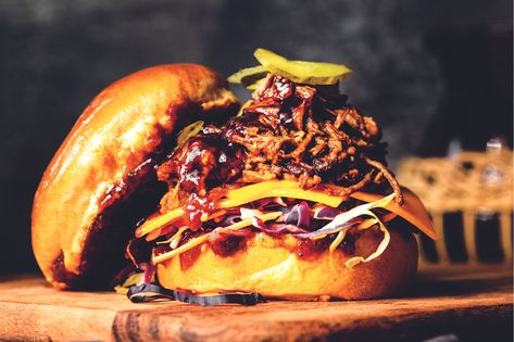 Slow-Cooked Beef Brisket Burger - WellBeing Magazine Beef Brisket Burger, Brisket Burger Recipe, Crab Bites, Fancy Burgers, Slow Cooked Beef Brisket, Brisket Burger, Slow Cooked Brisket, Wellbeing Magazine, Dude Food