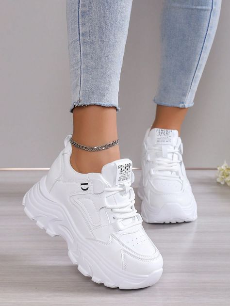 White  Collar     Embellished   Women Shoes Casual Shoes Women Sneakers, Casual Athletic Shoes, Basket Style, Pretty Shoes Sneakers, Cute Shoes Heels, Shoes Heels Classy, Shoes Hack, Shoes Outfit Fashion, Cute Sneakers