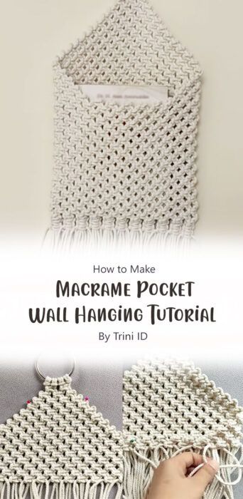 Macrame Wall Pocket Tutorial, Macrame Pocket Wall Hanging, Macrame Pocket, Pocket Wall Hanging, Wall Macrame, Free Macrame Patterns, Macrame Knots Tutorial, Pouch Diy, Creative Tutorials