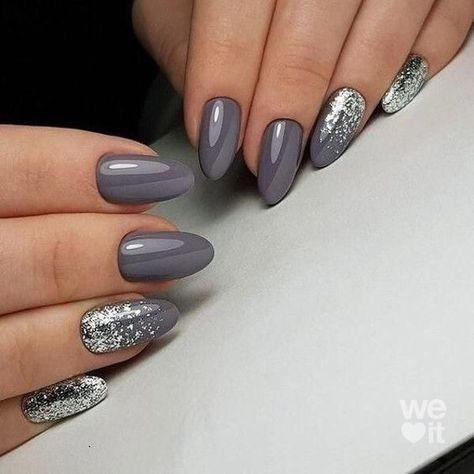 Grey Nail Art, Popular Nail Colors, Unghie Sfumate, Gel Nail Art Designs, Silver Nail, Gray Nails, Super Nails, Manicure Ideas, Ideas Nails