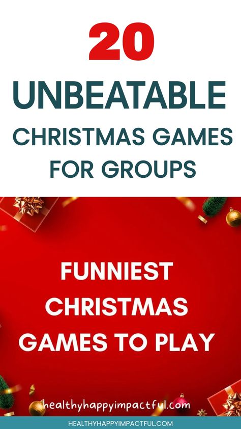 20 exciting Christmas games for groups, highlighted as the funniest to play. Mrs Right Christmas Game, Hilarious Family Christmas Games, Games To Play During Christmas, Best Christmas Games To Play With Family, Game Night Ideas For Families, Christmas Games For Families To Play, Fun Games To Play On Christmas Eve, Funny Family Games For Christmas, Rob Your Neighbor Game Ideas