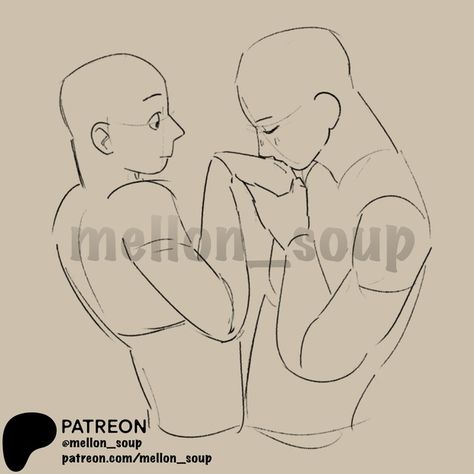 mellon_soup | pose reference drawings | Patreon 2 Person Refrence Pose, Refrence Pose Men, Mellon Soup Ref Couple, Two Poses Reference, Couple Reference Poses Romantic, Melon Soup Pose Reference, Sketches Anatomy, Mellon Soup, Sketch Poses