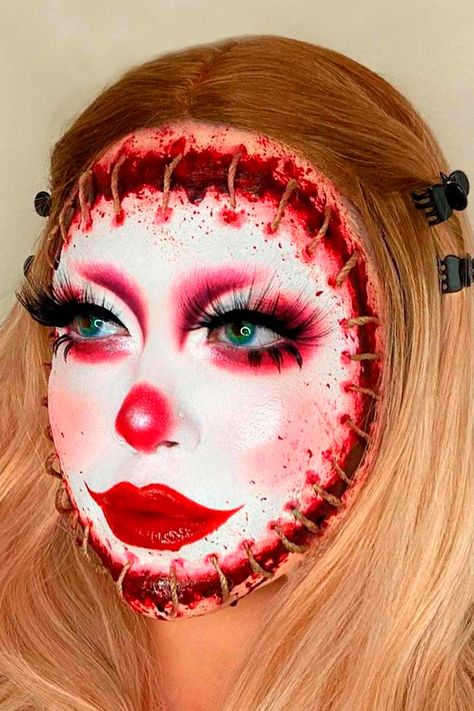 Scary Face Halloween Makeup, Scary Glam Halloween Makeup, Scariest Halloween Makeup, Scary Horror Makeup Ideas, Best Halloween Makeup Looks, Scary Clown Makeup Women, Halloween Creative Makeup, Halloween Spooky Makeup, Halloween Face Makeup Scary