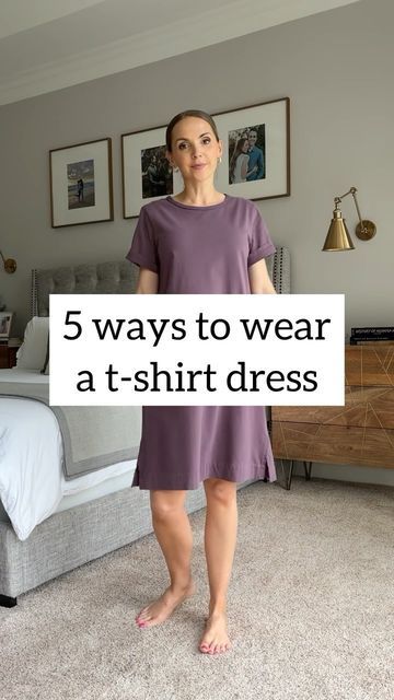 How To Style Tshirt Dress, How To Wear A Tshirt Dress, How To Style A Tshirt Dress, Grey Tshirt Dress Outfit, Dress Up Tshirt, Fall Tshirt Dress, Tee Shirt Dress Outfit, Shirt Over Dress Outfit, T Shirt Over Dress