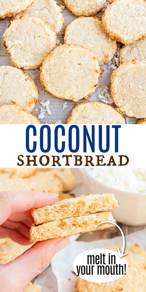 These slice-and-bake Coconut Shortbread Cookies are buttery, light, and airy. Packed with coconut on the inside and a light layer on the outside, these cookies will melt in your mouth. Coconut Slice And Bake Cookies, Slice And Bake Coconut Shortbread, Slice & Bake Coconut Shortbread Cookies, Coconut Shortbread Cookies 12 Tomatoes, Coconut Flour Shortbread Cookies, Toasted Coconut Cookies, Coconut Cookies Recipes Easy, Coconut Christmas Cookies, Coconut Cookies Easy