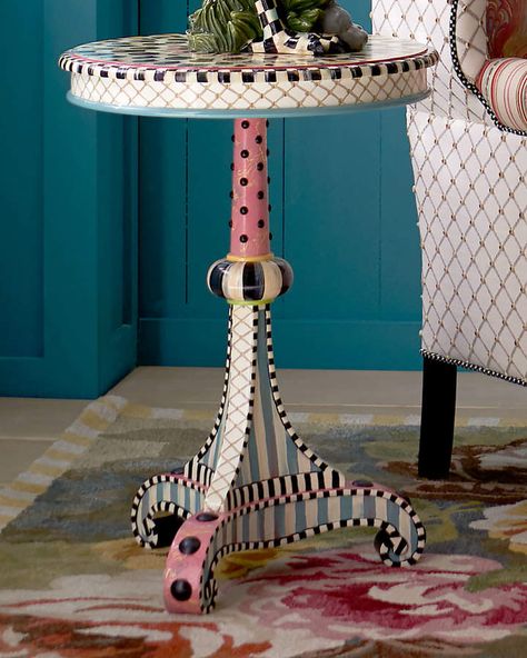 MacKenzie-Childs Truffle Top Table #PaidAd #affiliatelink #masterpiece Meubles Peints Style Funky, Mackenzie Childs Furniture, Mackenzie Childs Diy, Whimsical Painted Furniture, Whimsical Furniture, Dining Room Tables, Painted Chairs, Funky Painted Furniture, Funky Furniture