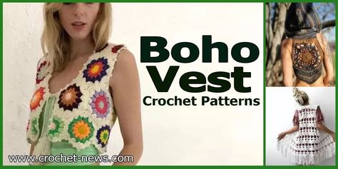 If you're looking to infuse a little bohemian chic style into your wardrobe, maybe one of these boho vest crochet patterns will tickle your fancy. Crochet Vest Pattern Free Boho, Crochet Crocodile Stitch Tutorial, Boho Vest Crochet, Crochet Elf Hat Pattern, Mermaid Tail Blanket Pattern, Crochet Kimono Pattern, Crochet Vest Pattern Free, Mermaid Tail Blanket Crochet, Bohemian Chic Style