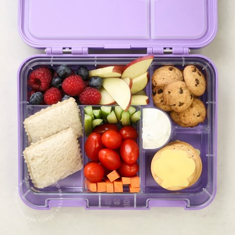 Toddler Bento Box Ideas, Sandwich Squares, Lunchbox Ideas Kids, Fruit Bento, Emma Food, Kids Lunch Box Ideas, Lunch Box Ideas For Kids, Kids Lunch Box Meals, Bento Box Lunch For Kids