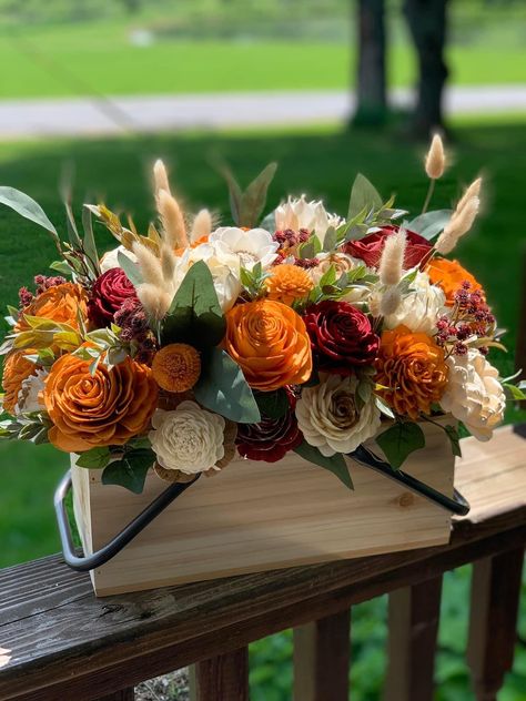 Thanksgiving Floral Arrangements, Wooden Flower Bouquet, Thanksgiving Floral, Secret Wedding, Fall Flower Arrangements, Fall Floral Arrangements, Fall Florals, Balloon Arrangements, Wood Flowers