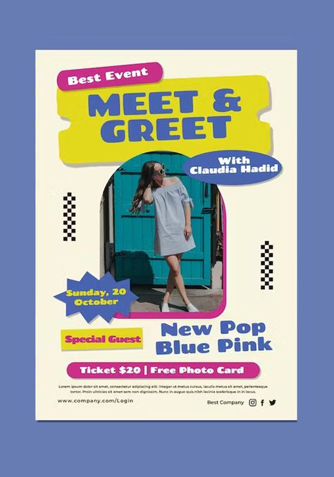 Meet & Greet Best Idol Flyer Template PSD Event Announcement Poster, Meet And Greet Poster Design, Hair Oil Advertisement, Oil Advertisement, Pink Tickets, Meet And Greet, Flyer Poster, Flyer Design Templates, Business Promotion