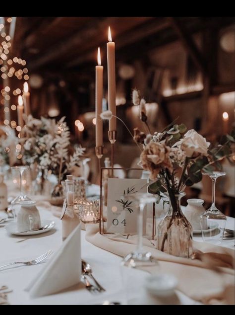 Romantic Wedding Setting, Neutral Wedding Decor, Romantic Wedding Ideas, Taupe Wedding, Beige Wedding, Brown Wedding, Brown Hairstyles, Wedding Theme Colors, Neutral Wedding