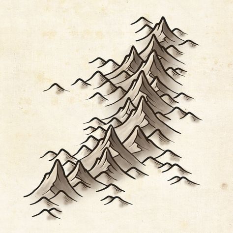 Fantasy Map Drawing Mountains, Map Mountains Illustration, Fantasy Maps Icons, Fantasy Map Mountains, Fantasy Map Art, Fantasy Map Icons, Mountain Range Drawing, Fantasy Map Drawing, How To Draw Mountains