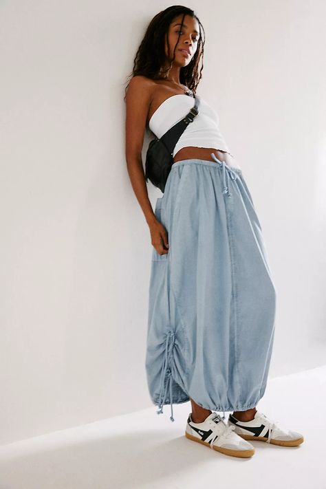 Picture Perfect Parachute Skirt | Free People Parachute Skirt Outfit, Parachute Skirt, Spring Trousers, Chic Skirt, Cotton Linen Pants, Chic Skirts, Maxi Shirts, Pull On Jeans, Spring Skirts