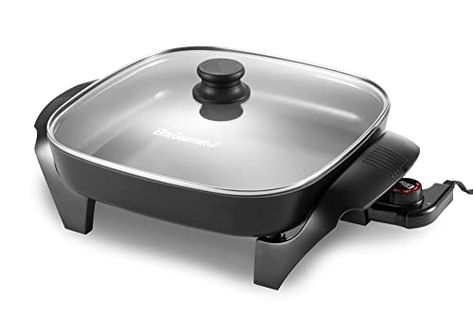 Elite Gourmet EG2212 12"x12"x2.15” Healthy Ceramic Coated Electric Skillet, Dishwasher Safe, Rapid Heat Up, 1200W, Dark Grey Gourmet Grilled Cheese, Electric Skillet, Veggie Stir Fry, Woks, Fluffy Pancakes, Heating Element, Small Kitchen Appliances, Cast Aluminum, Small Appliances