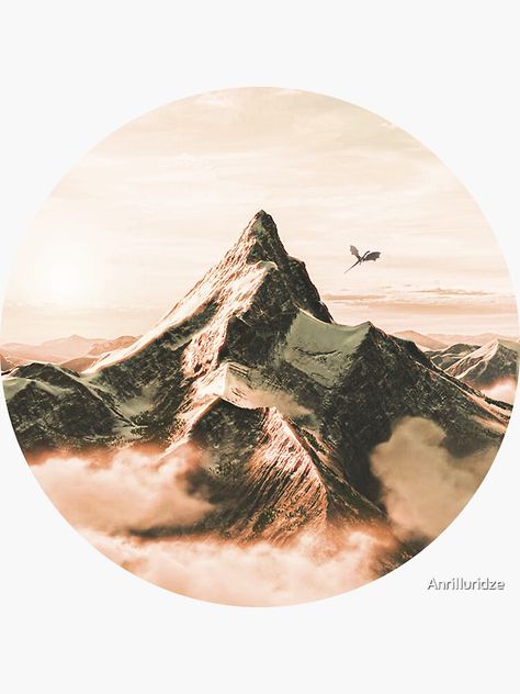 "Lonely mountain sticker " Sticker by AnriIluridze | Redbubble Misty Mountains Hobbit Art, Lord Of The Rings Mountain Tattoo, Lord Of The Rings Tattoo Watercolor, Lotr Mountains, Lotr Artwork, The Lonely Mountain, Lonely Mountain, Witch King Of Angmar, Lord Of The Rings Tattoo